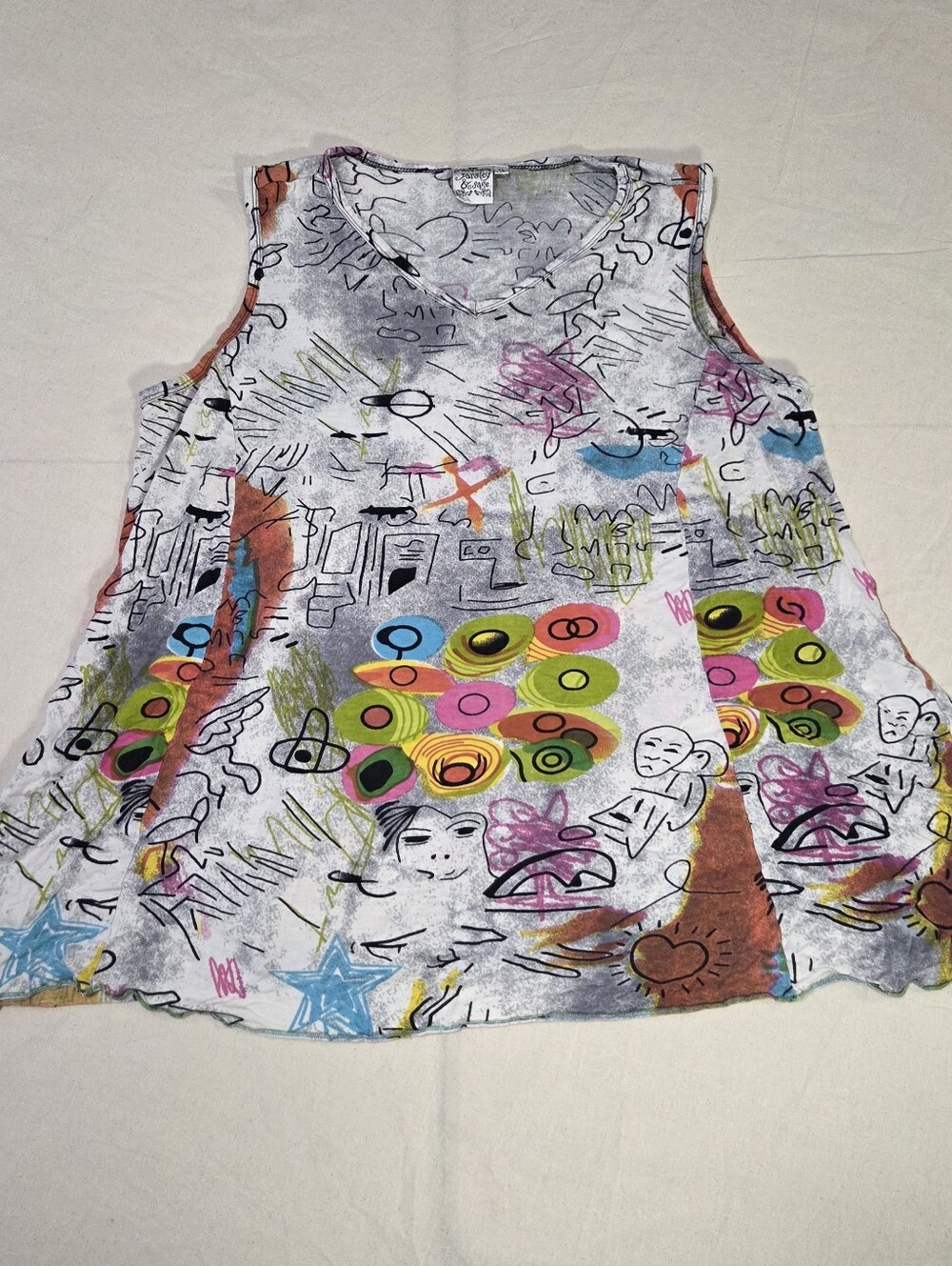 Parsley & Sage Abstract Art Graffiti Tunic Tank Top XL